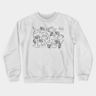Witchy Cartoon Pattern (black and white), made by EndlessEmporium Crewneck Sweatshirt